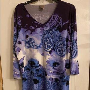 Easy wear by Chicos Sz 2 (XL) Tunic Top VGUC 😊😊